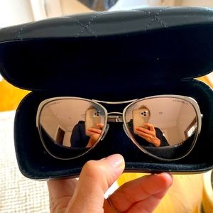 Authentic CHANEL rose gold aviators